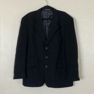 Fenzia Black Camel Hair Three Button Sport Coat Blazer Jacket, 44L